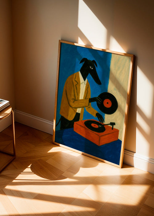 Ilustração DJ cão com vinil – Product1