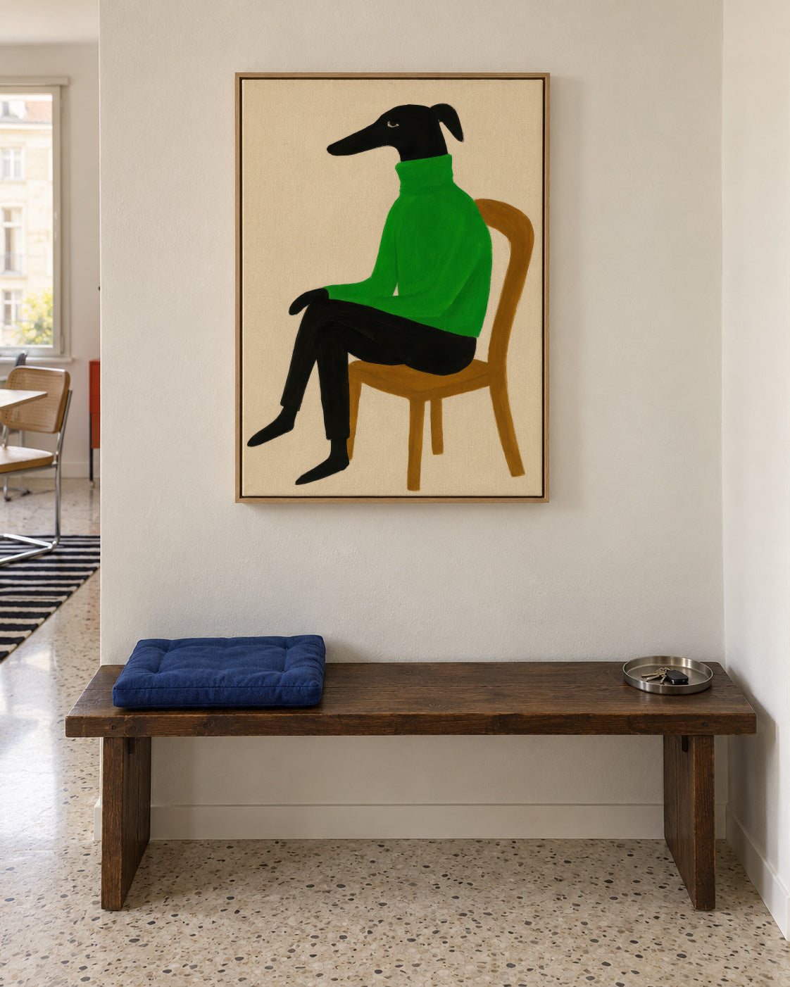 Green Turtleneck - Framed canvas in an interior