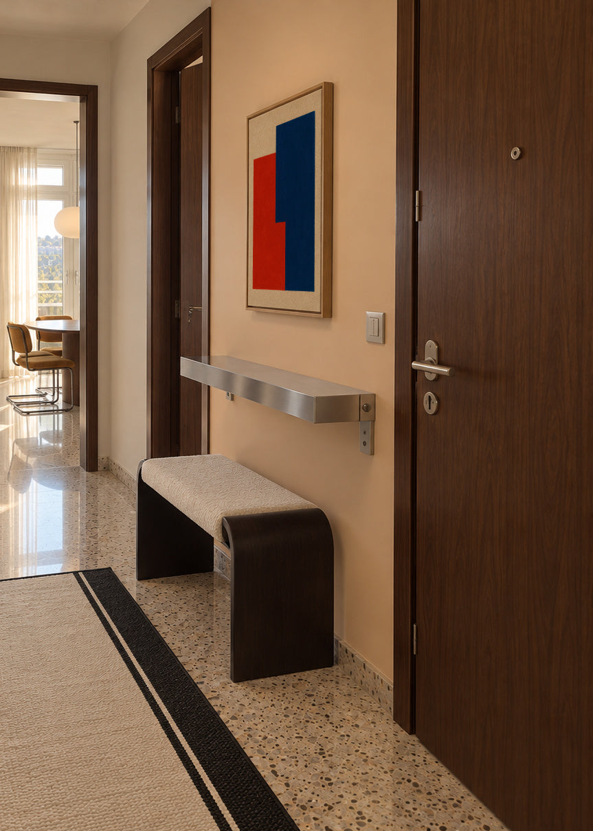 Crimson & Azure I - Framed canvas in an interior