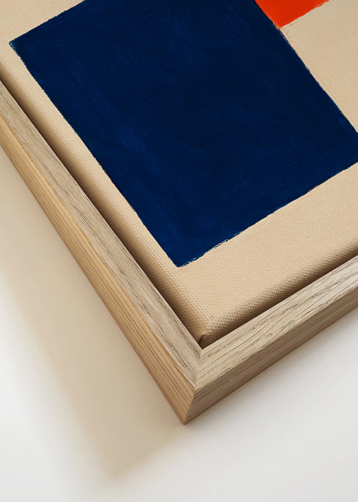 Quadro abstrato: retângulos sobrepostos vermelho e azul – Canvas detail
