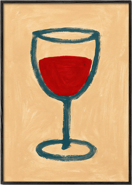 Arte para cozinha: copo de vinho minimalista – Black Frame