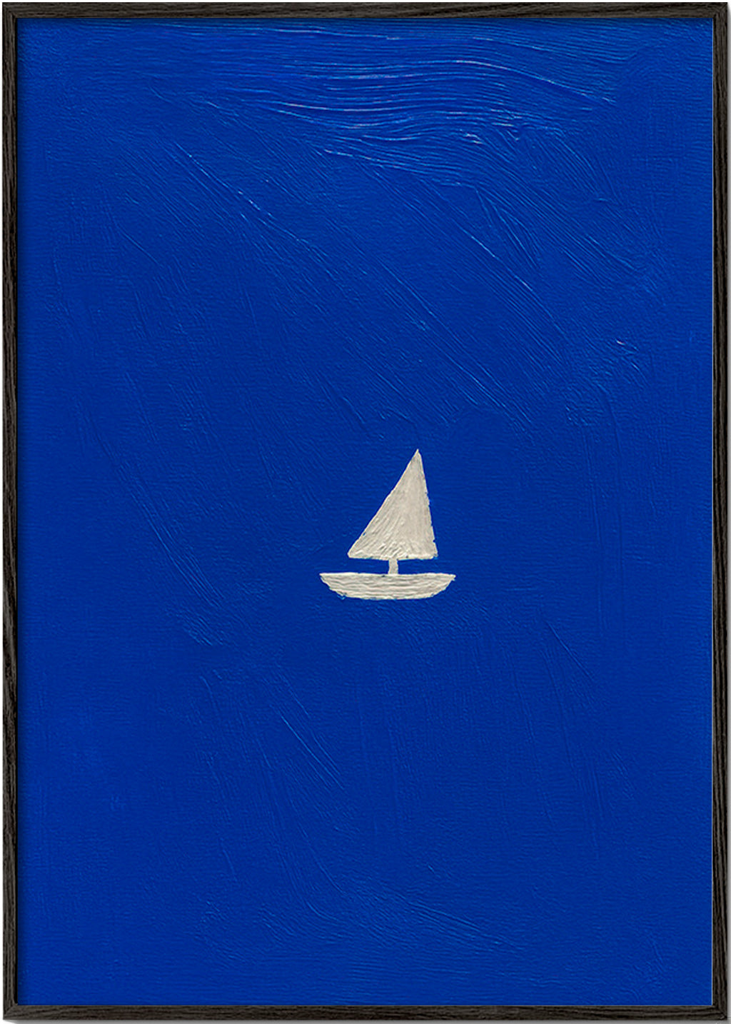 Quadro de paisagem com veleiro minimalista – Black Frame