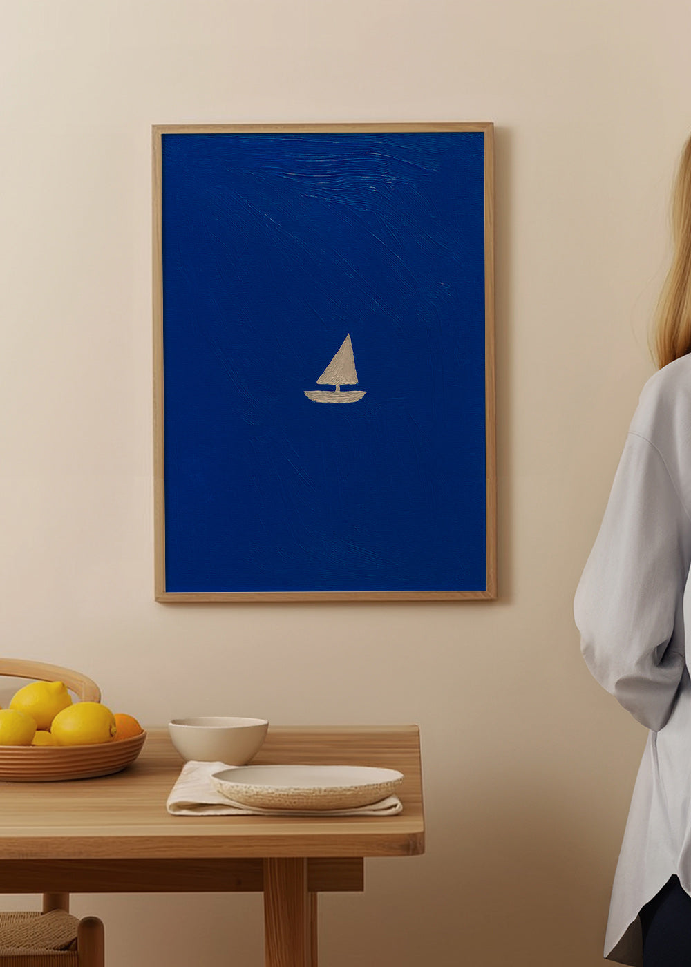 Quadro de paisagem com veleiro minimalista – Product1