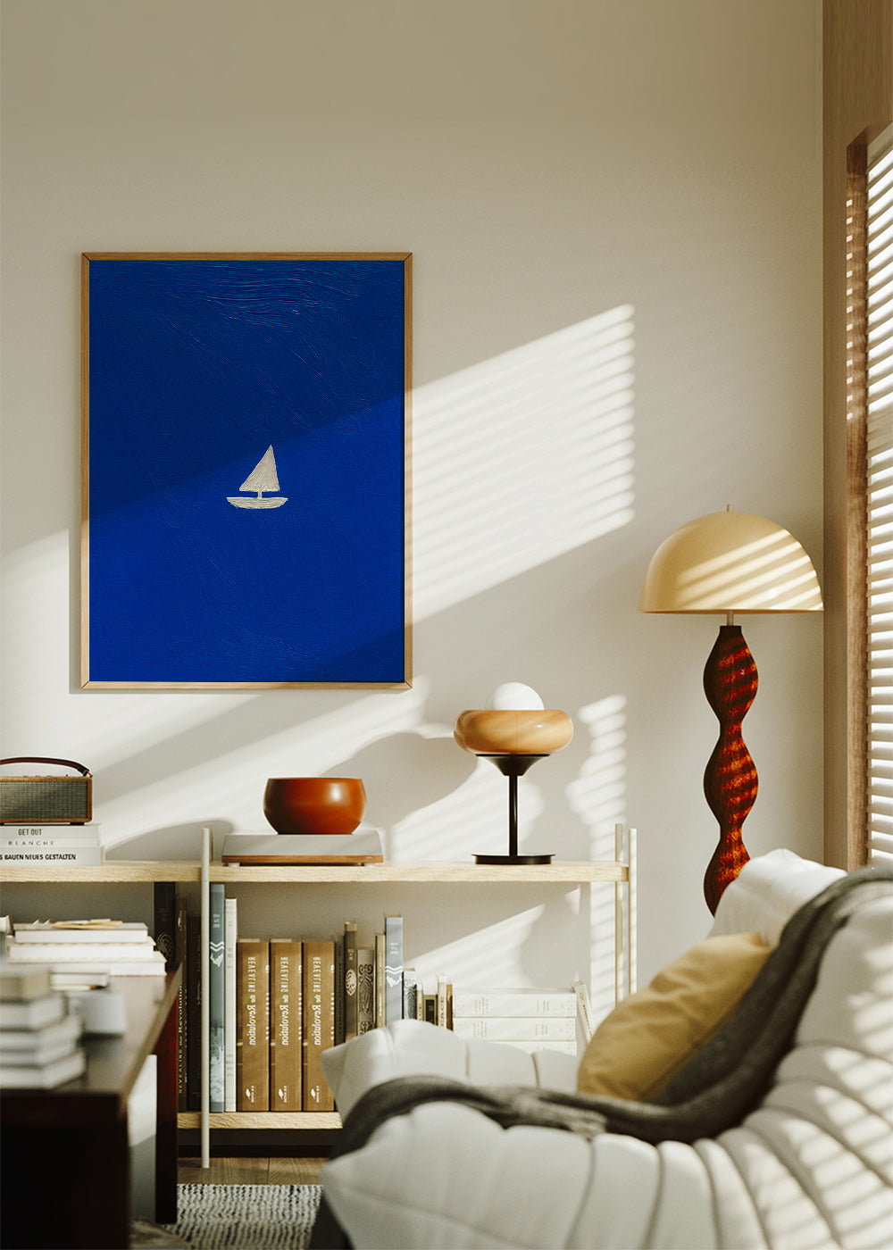 Quadro de paisagem com veleiro minimalista – Product2
