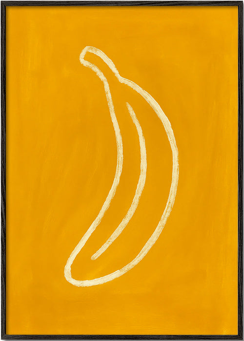 Arte para cozinha: banana amarela minimalista – Black Frame