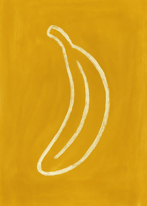 Arte para cozinha: banana amarela minimalista