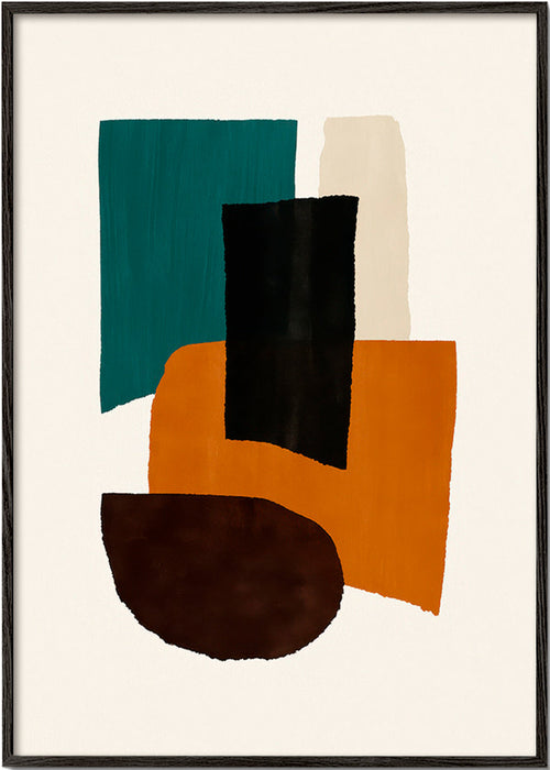 Quadro abstrato com blocos terrosos – Black Frame