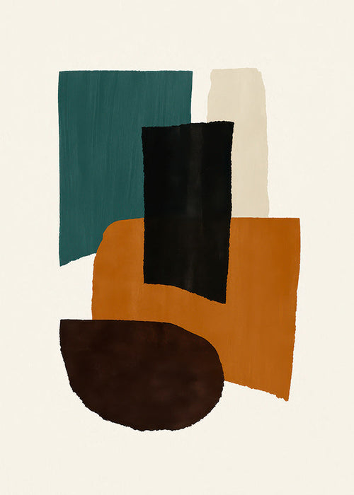 Quadro abstrato com blocos terrosos
