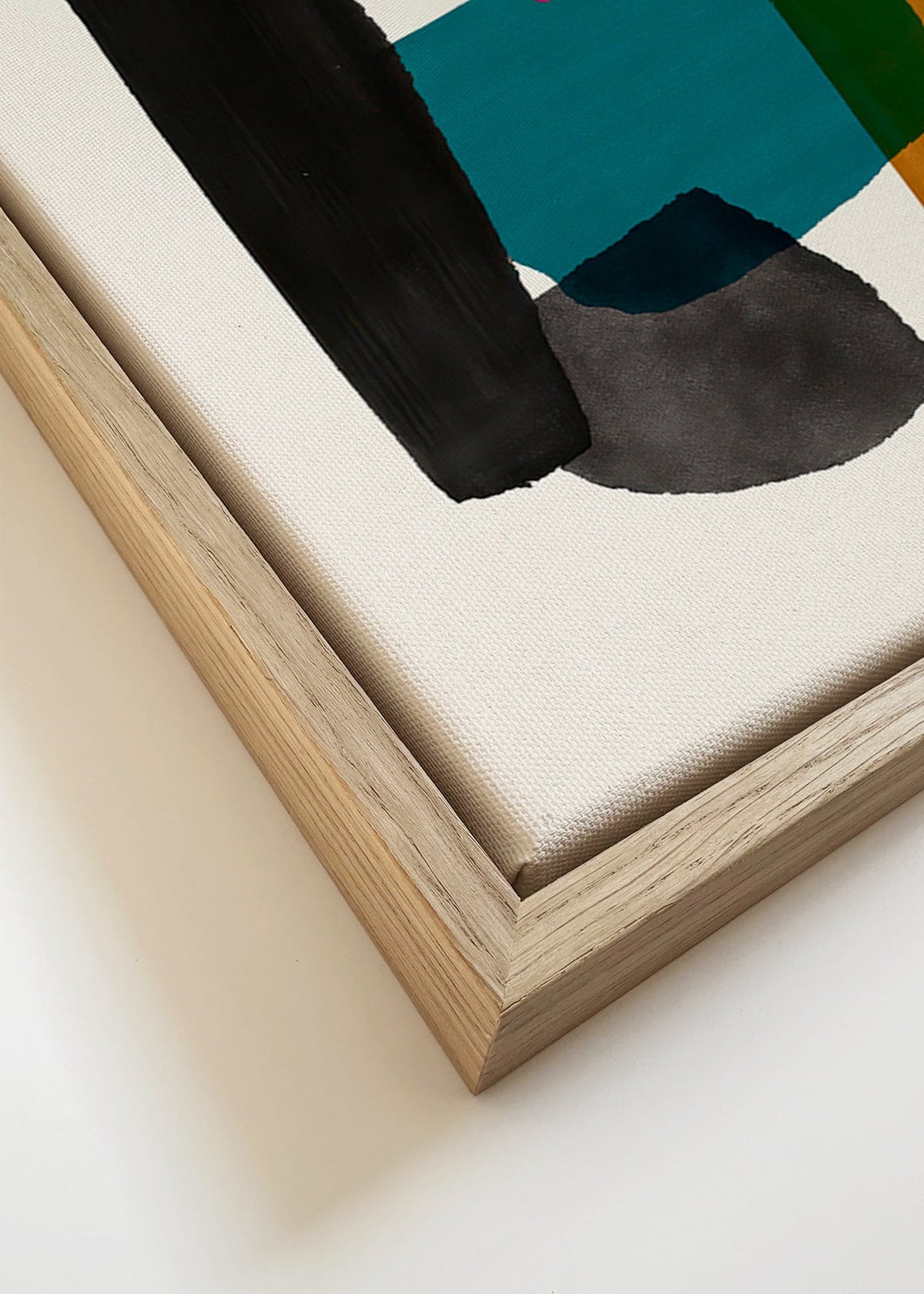 Obra abstrata com bloco magenta – Canvas detail