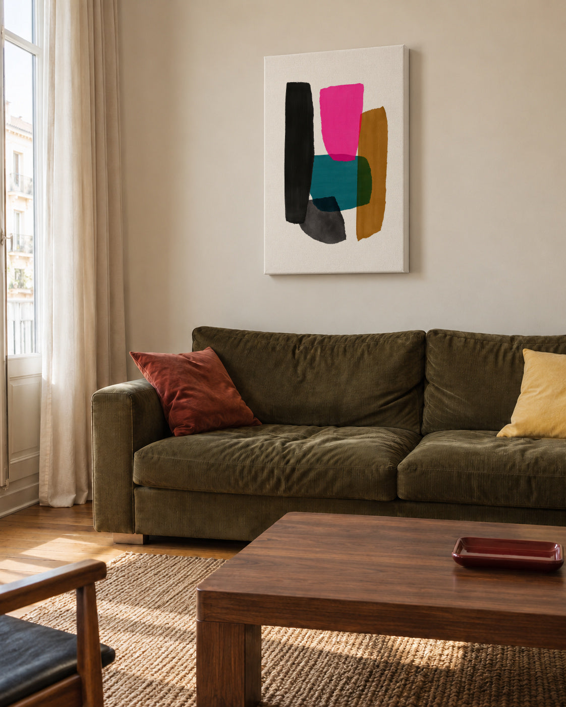 Magenta Accent - Unframed canvas in an interior