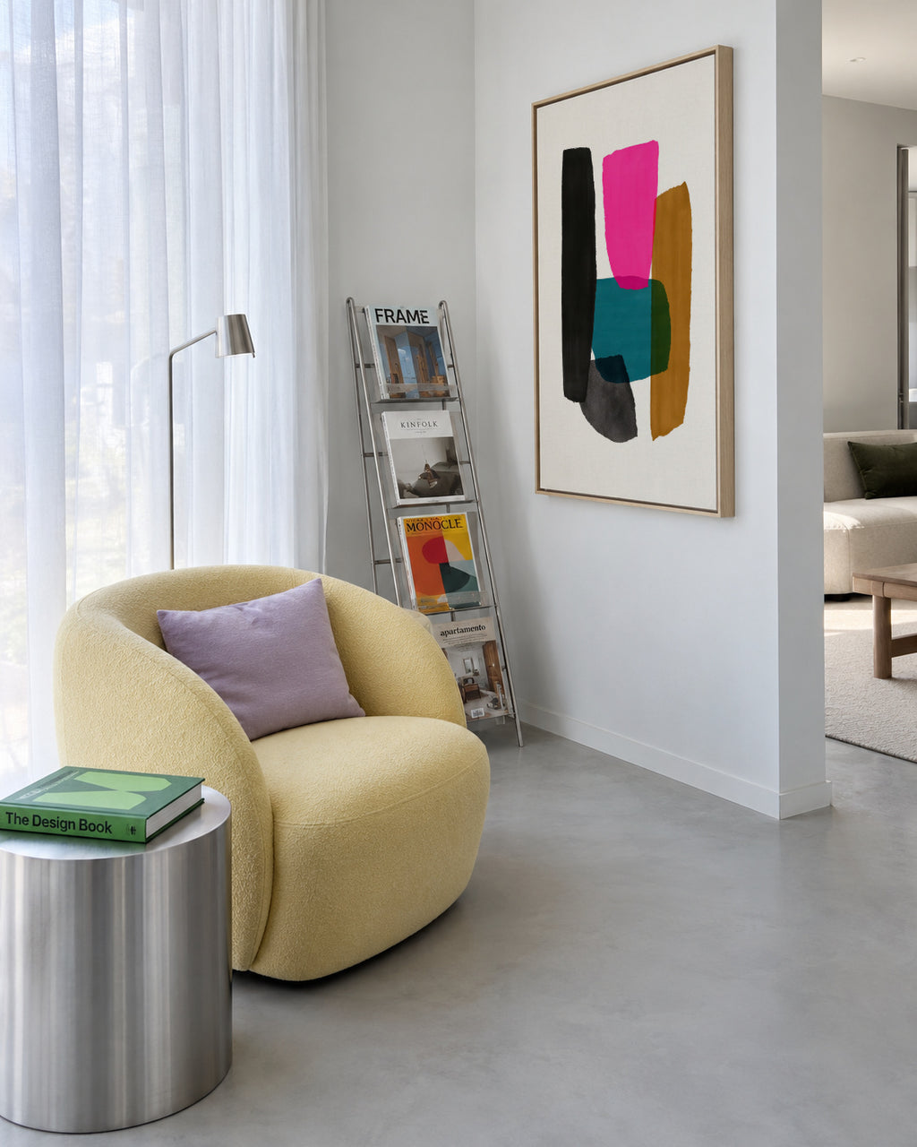 Magenta Accent - Framed canvas in an interior