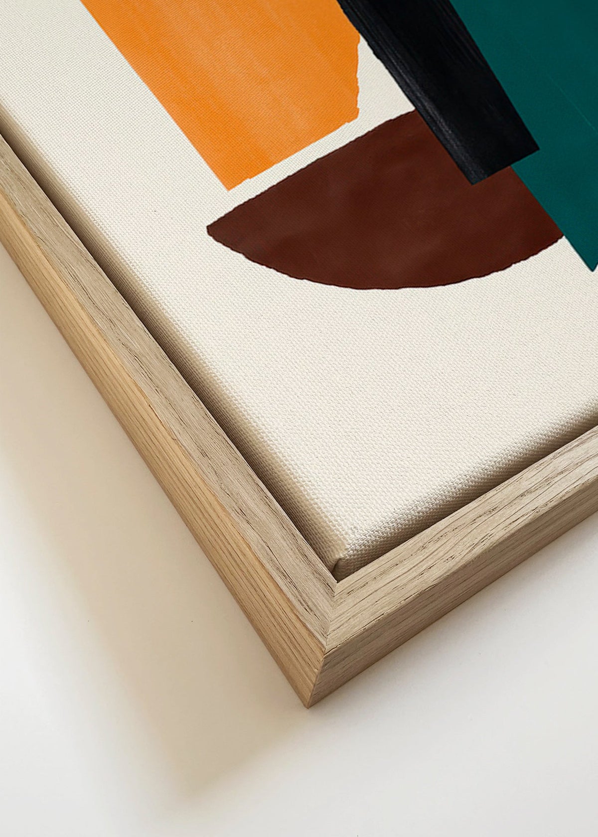 Quadro abstrato com formas ocre e verdes – Canvas detail