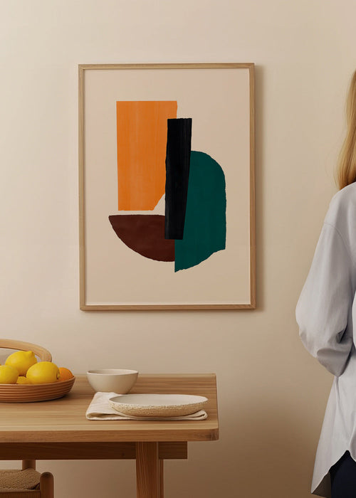 Quadro abstrato com formas ocre e verdes – Product1