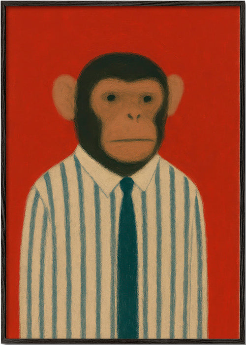 Quadro macaco com gravata riscada – Black Frame