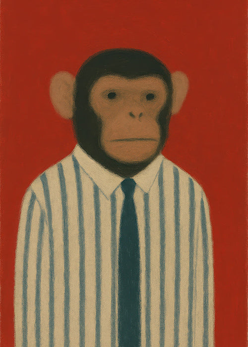 Quadro macaco com gravata riscada