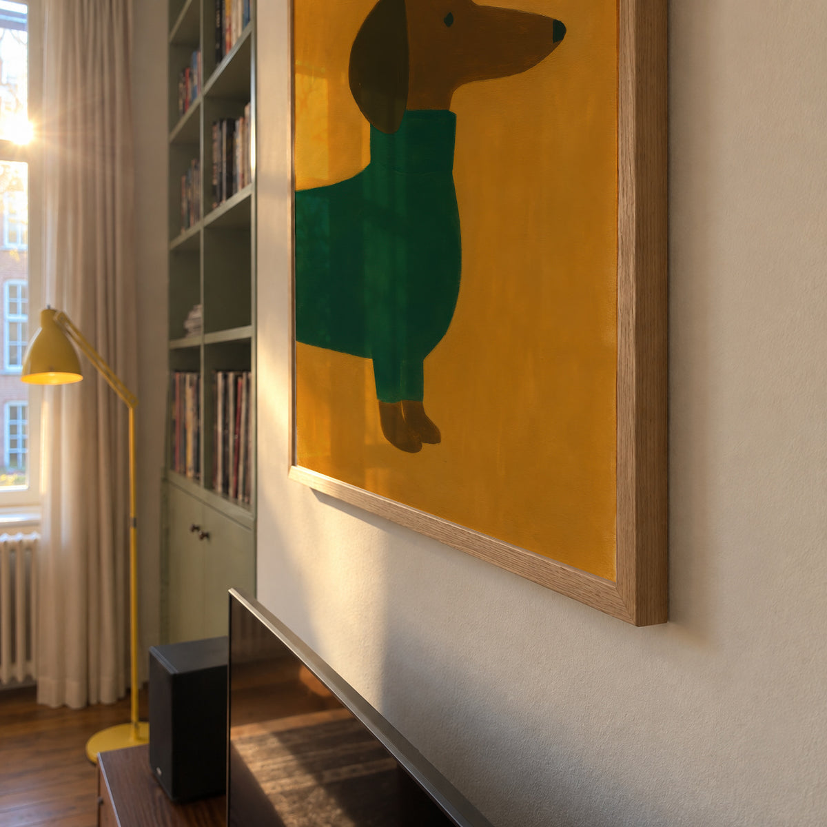 Mustard Dachshund - Framed poster detail