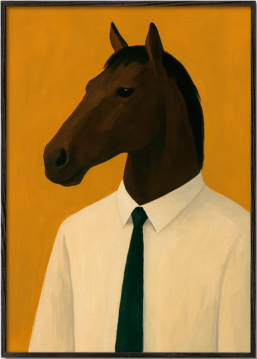 Quadro: Retrato de cavalo com gravata – Black Frame