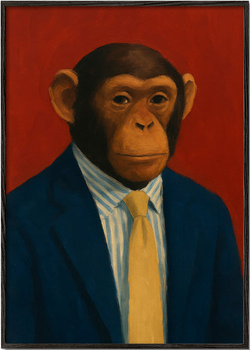 Quadro chimpanzé de fato – Black Frame
