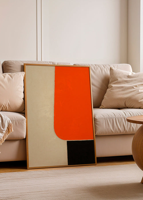 Quadro geométrico bloco laranja com base preta – Product1