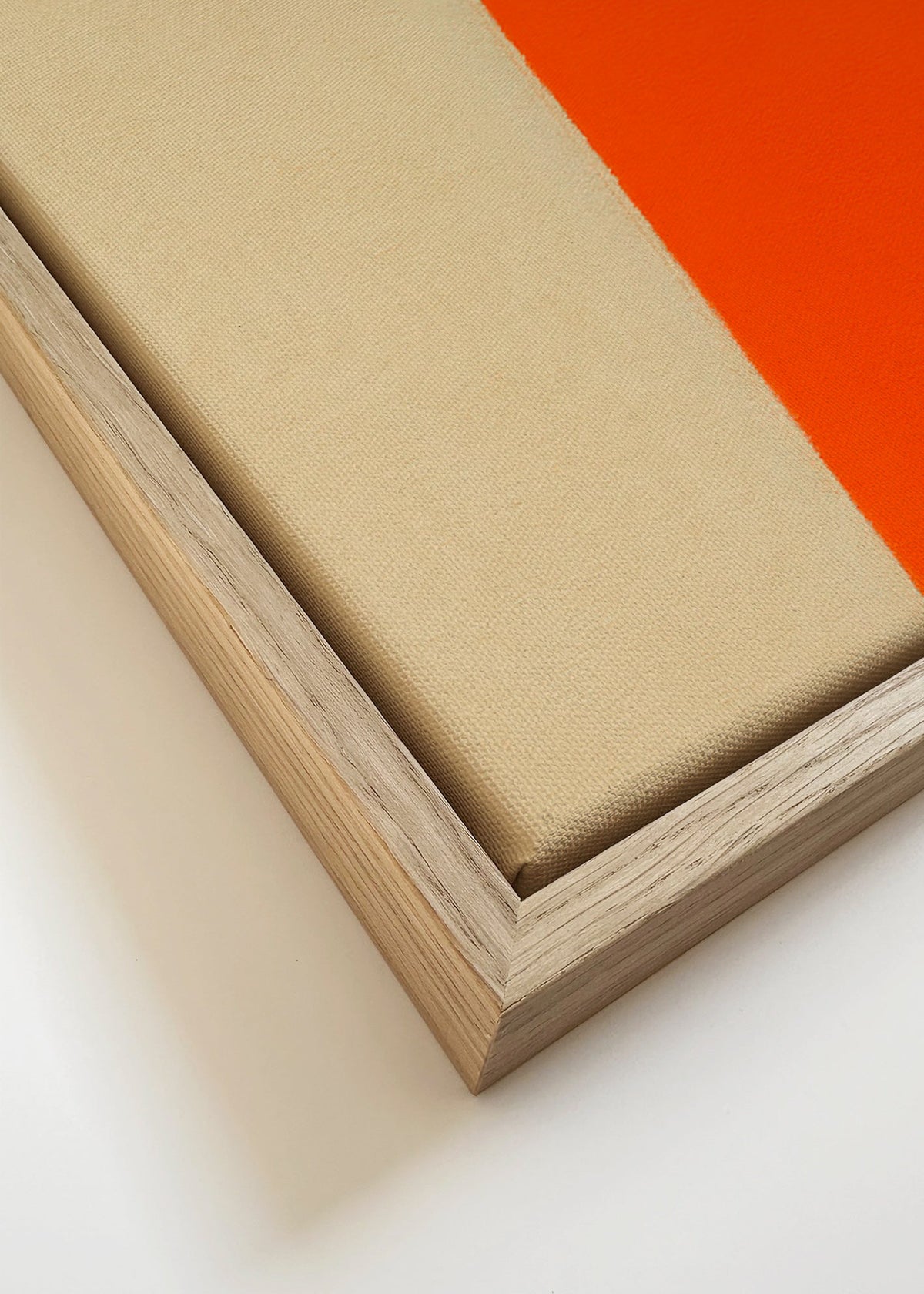 Arte minimalista com faixa laranja vertical – Canvas detail