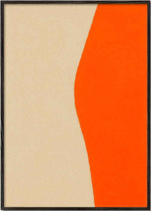 Obra abstrata com curva laranja – Black Frame