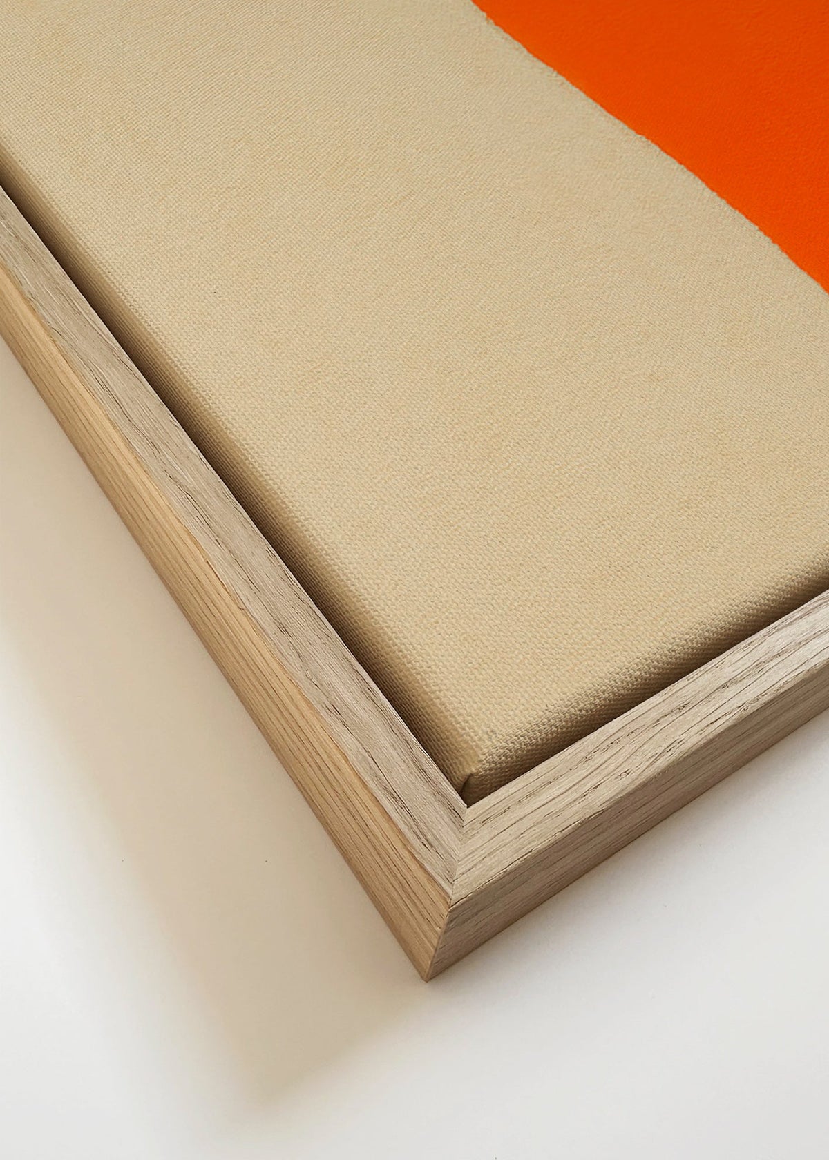 Obra abstrata com curva laranja – Canvas detail