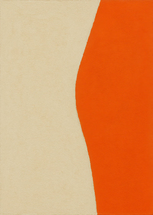 Obra abstrata com curva laranja