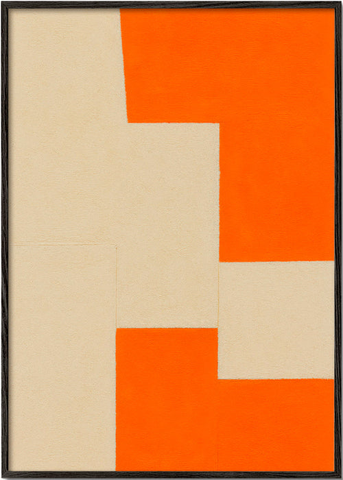 Quadro geométrico bege e laranja – Black Frame