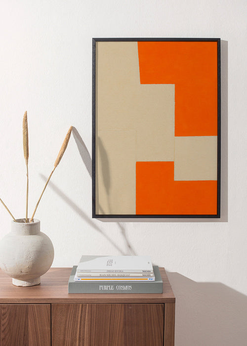 Quadro geométrico bege e laranja – Product1