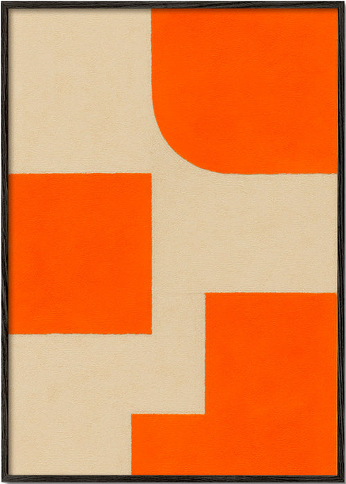 Arte geométrica laranja e bege com blocos modulares – Black Frame