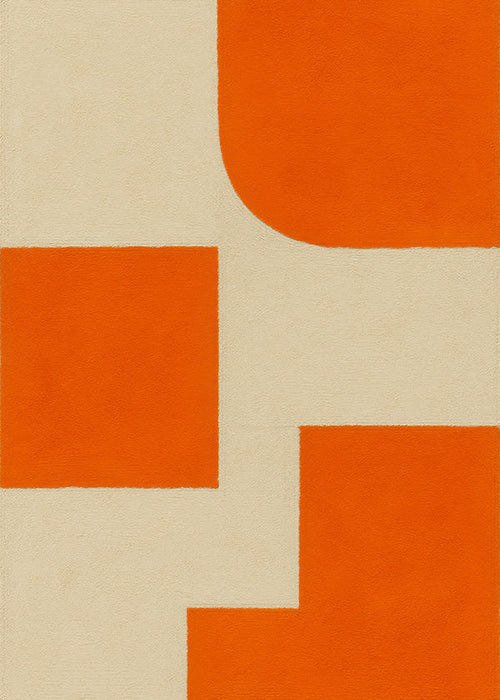 Arte geométrica laranja e bege com blocos modulares