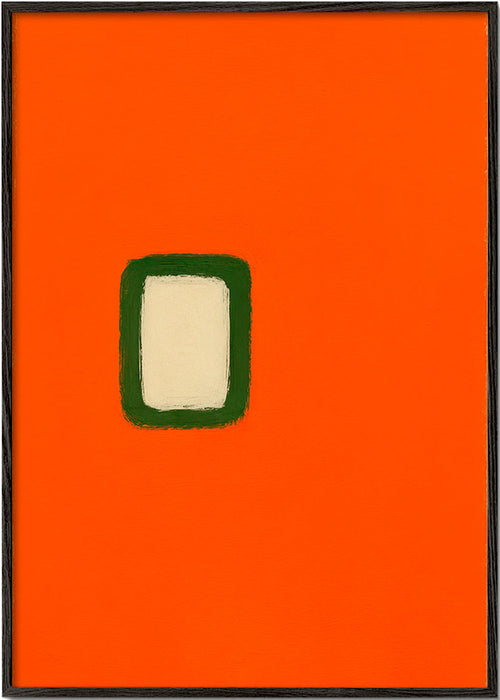 Design minimalista laranja com núcleo verde – Black Frame