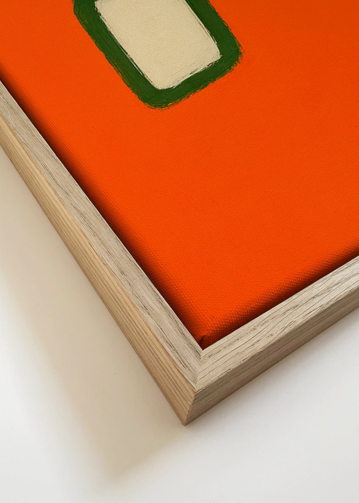 Design minimalista laranja com núcleo verde – Canvas detail