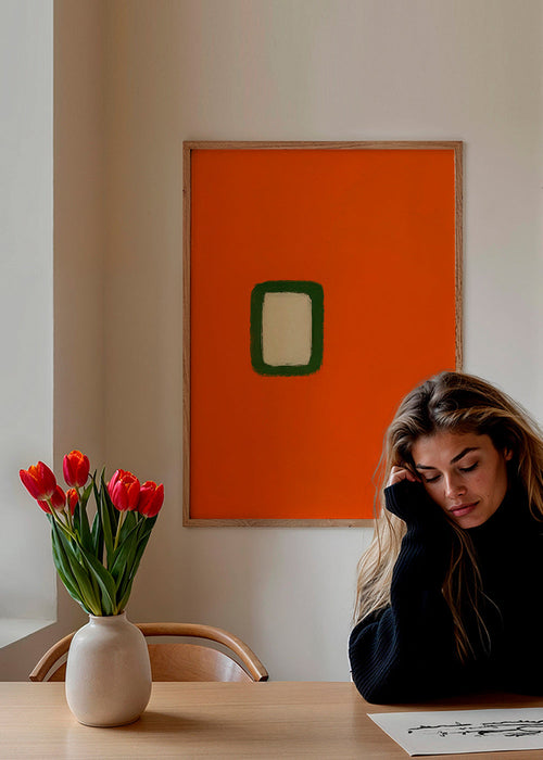 Design minimalista laranja com núcleo verde – Product1
