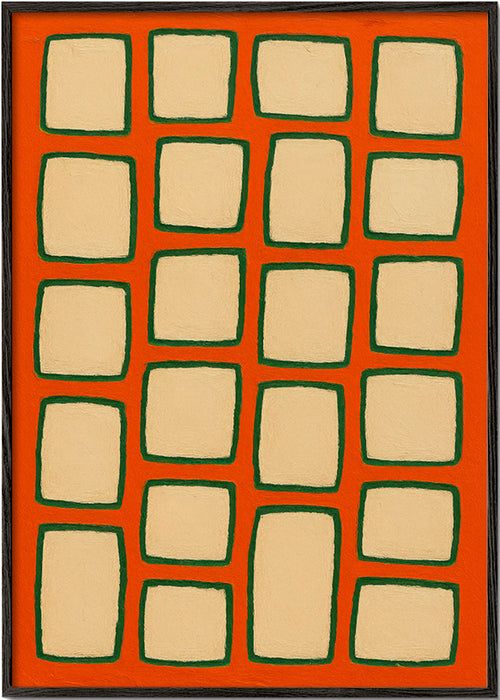 Quadro geométrico em grelha terracota – Black Frame