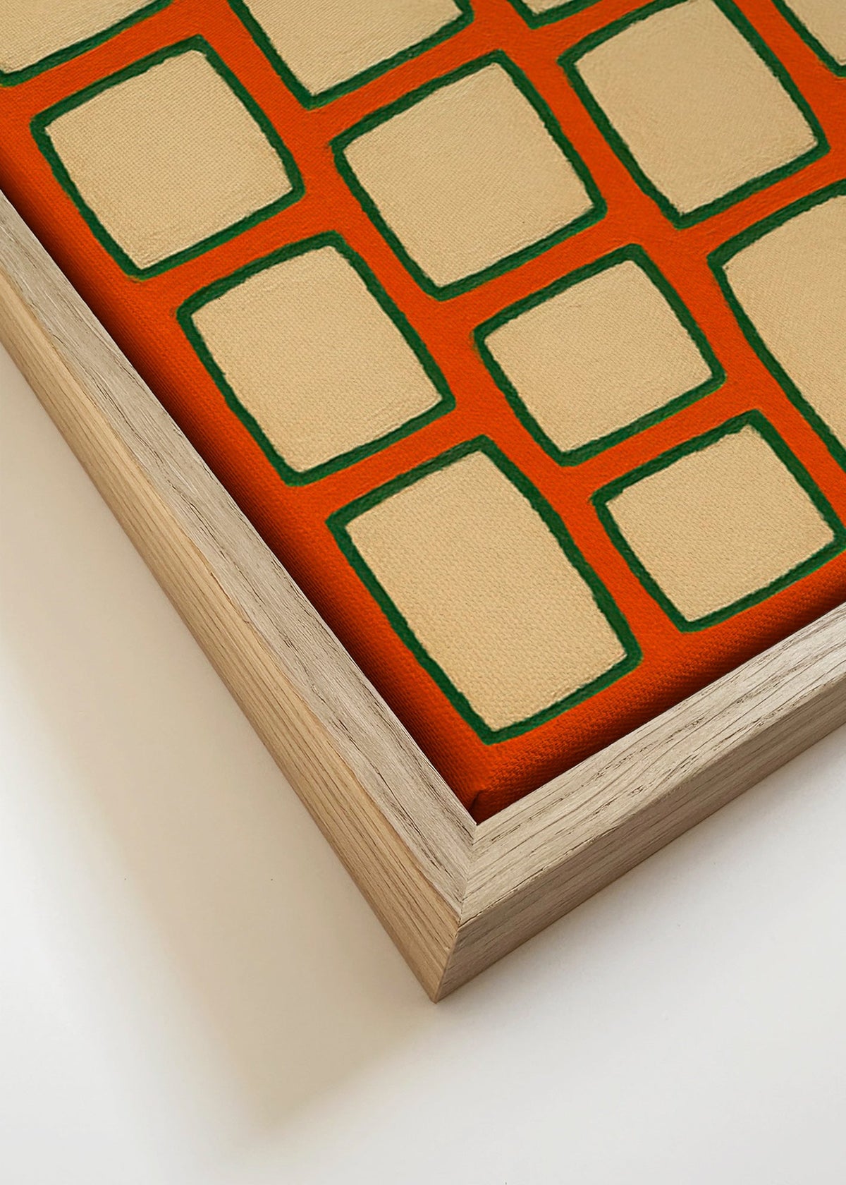 Quadro geométrico em grelha terracota – Canvas detail
