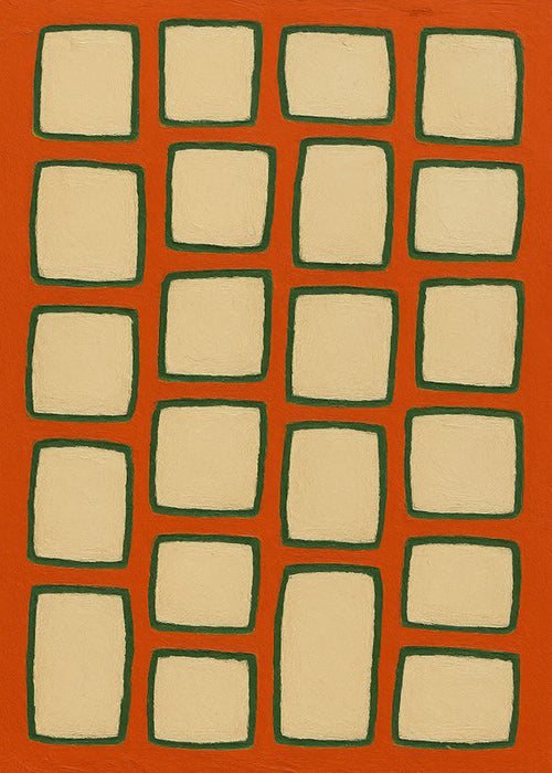 Quadro geométrico em grelha terracota