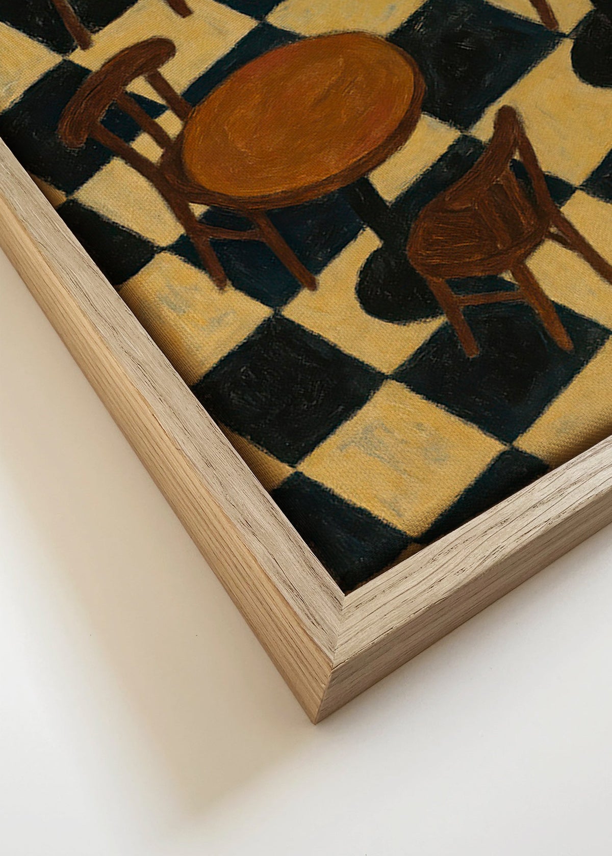 Arte para cozinha: mesas bistrô em chão xadrez – Canvas detail