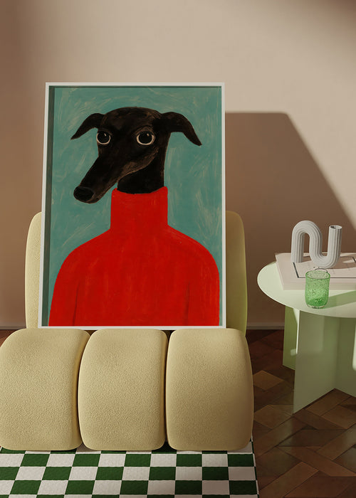 Retrato de galgo com suéter vermelho – Product1