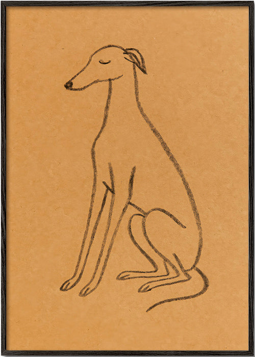 Silhueta de galgo em traço minimal – Black Frame