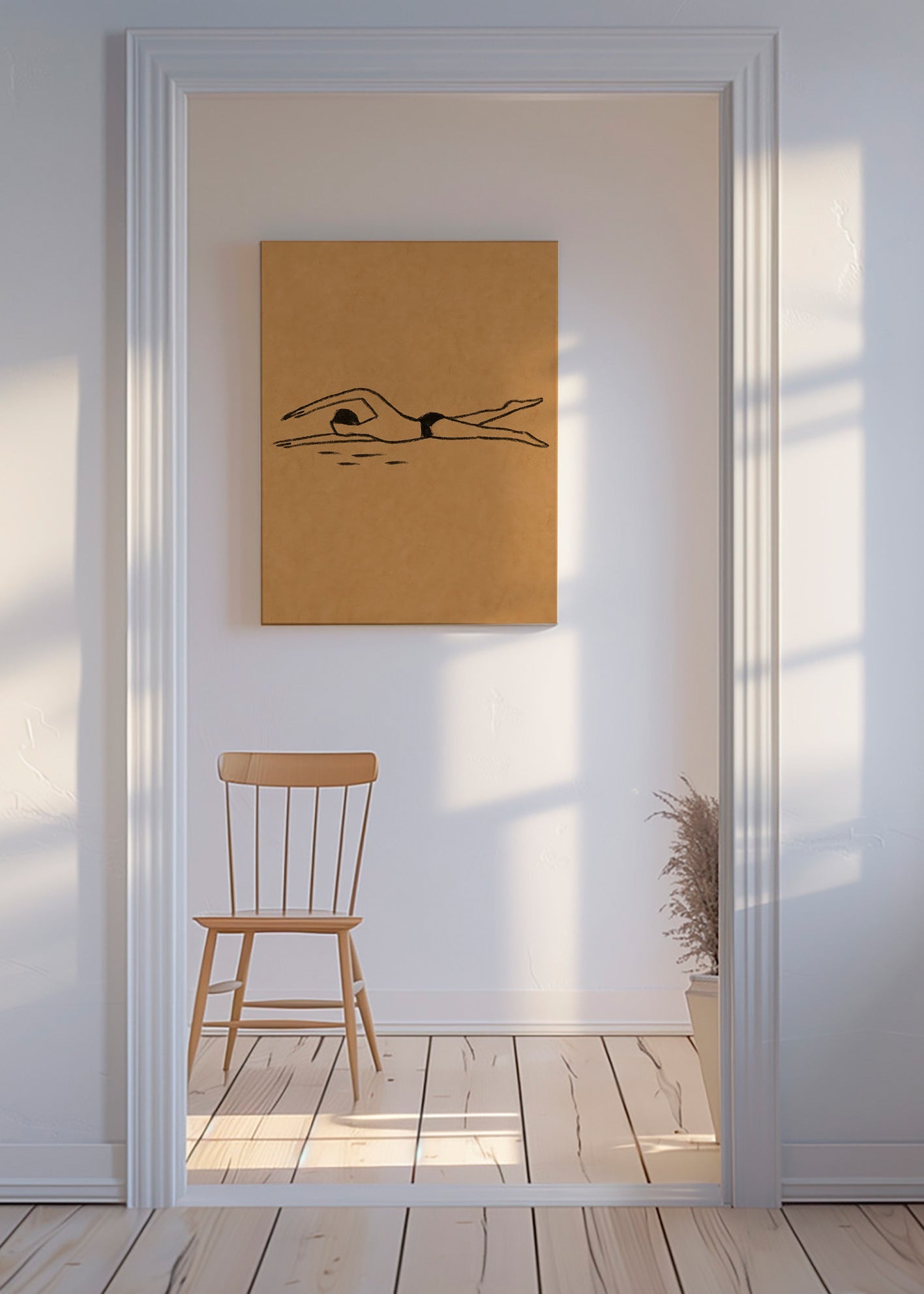 Ilustración nadadora en trazo lineal – Canvas