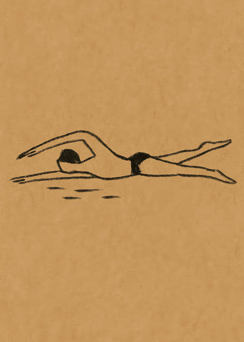 Ilustração nadadora em traço linear