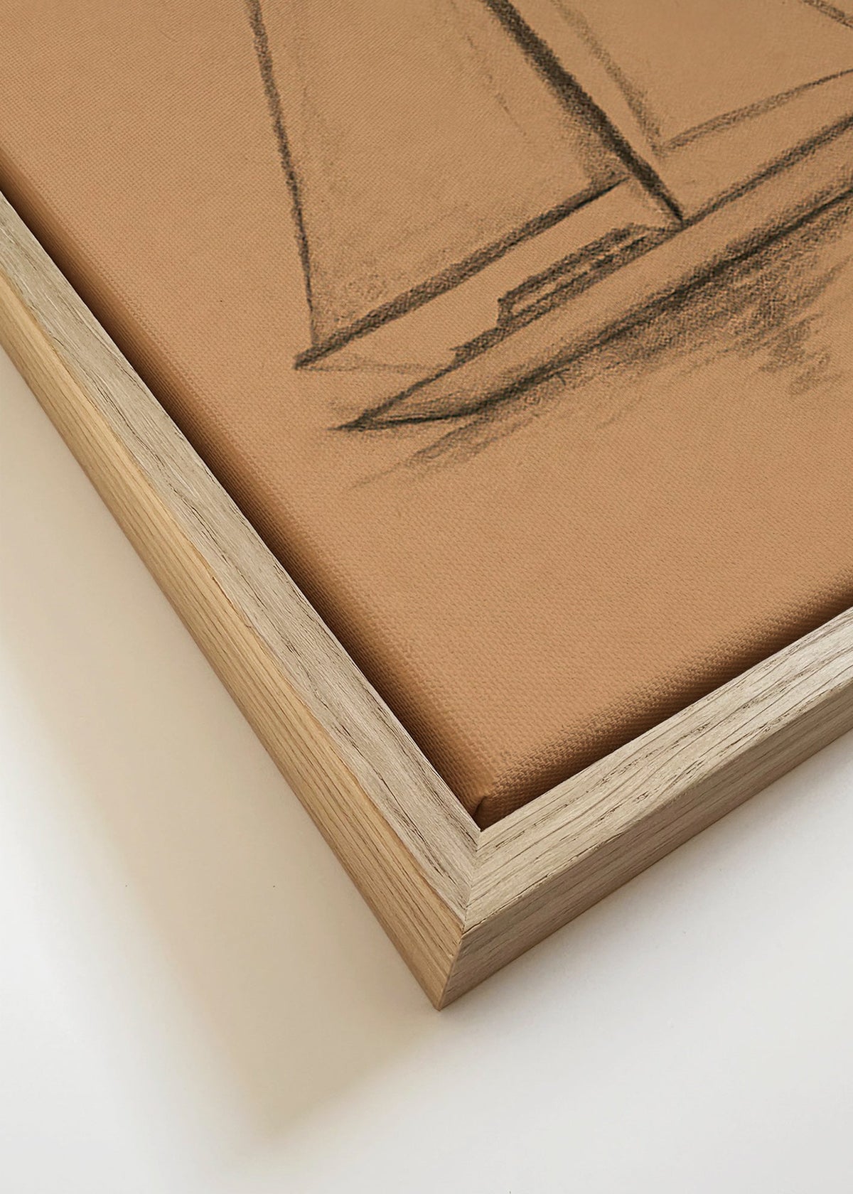 Arte em preto e branco: veleiro a carvão – Canvas detail