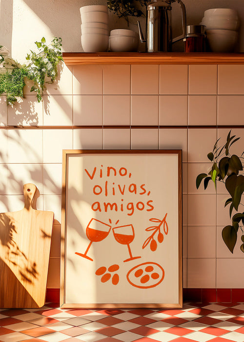 Arte para cozinha: vinho e azeitonas ilustradas – Product1