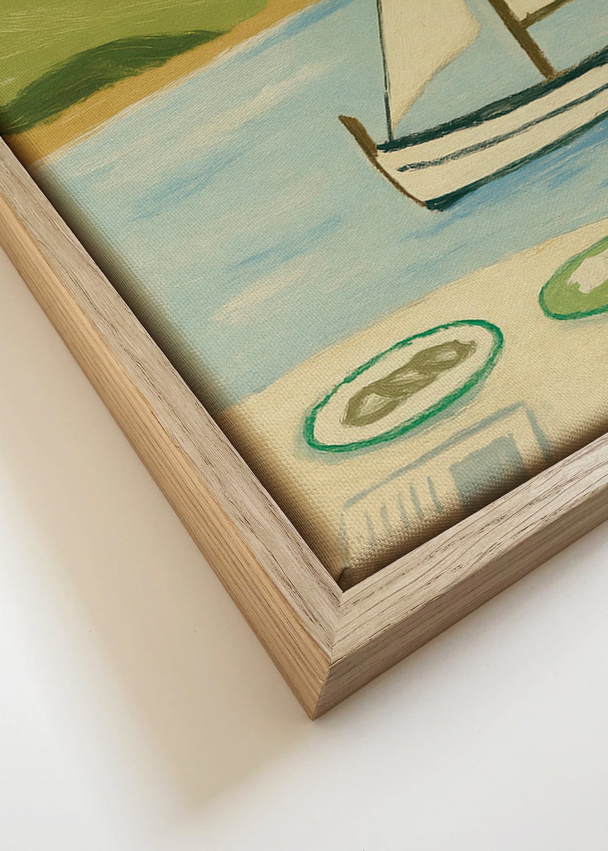 Quadro de paisagem com vela no lago – Canvas detail