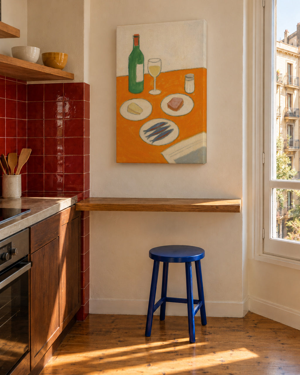 Still Life with Sardines - Unframed canvas in an interior