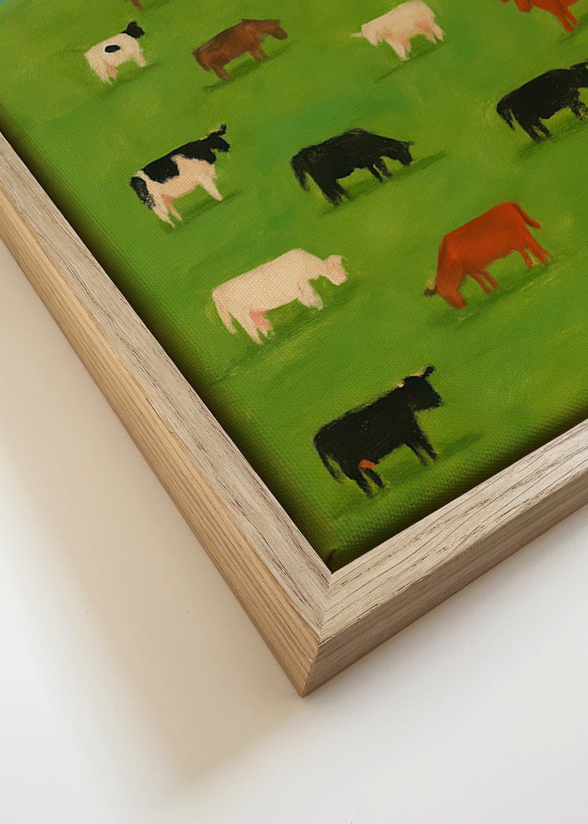 Quadro de vacas pastando em campo verde – Canvas detail