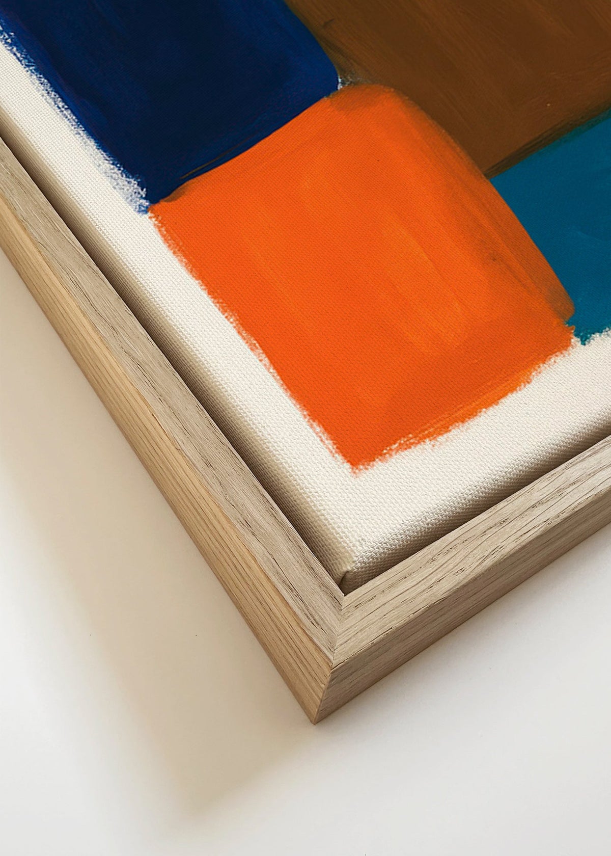 Quadro abstrato com blocos marinhos e quentes – Canvas detail