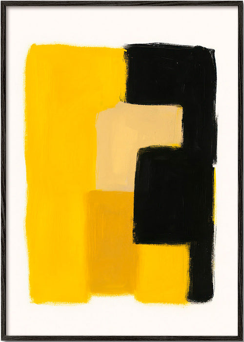 Obra abstrata blocos amarelos e pretos – Black Frame