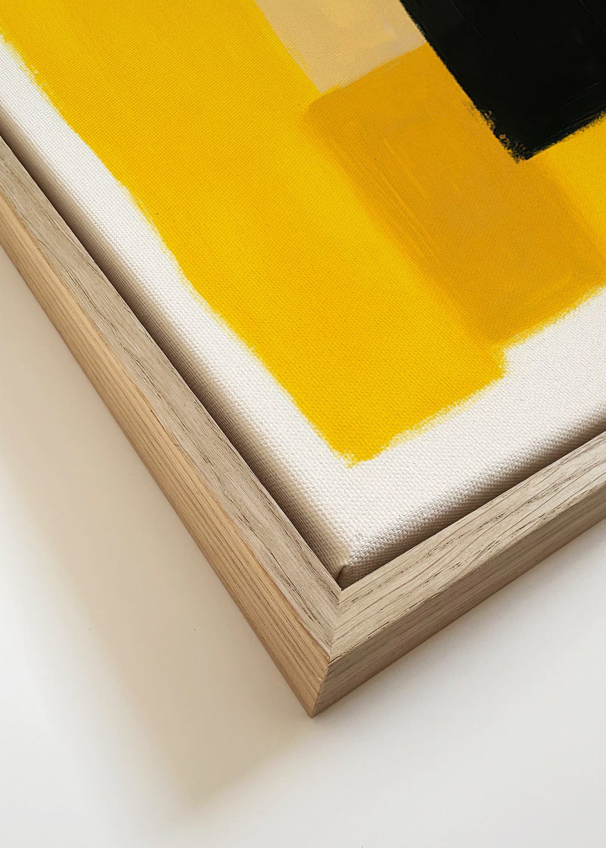 Obra abstrata blocos amarelos e pretos – Canvas detail